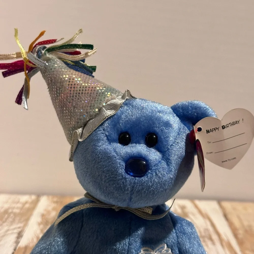 Blue Party Bear with Colorful Hat